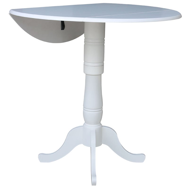 International Concepts Drop Leaf Bar Table in White