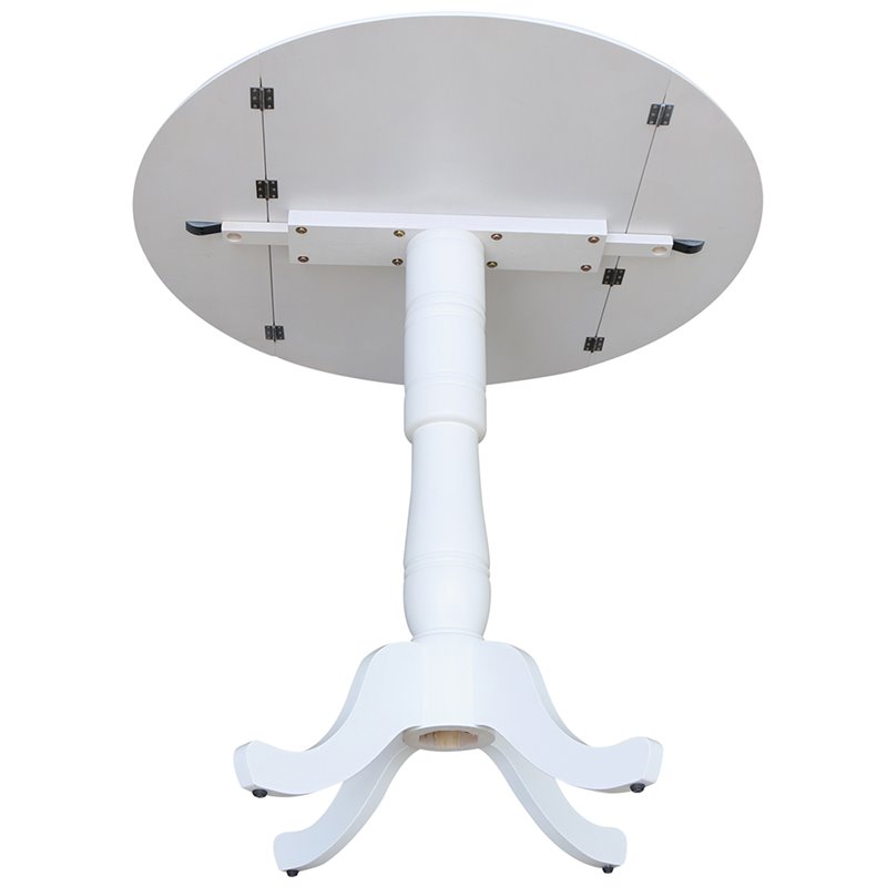 International Concepts Drop Leaf Bar Table in White
