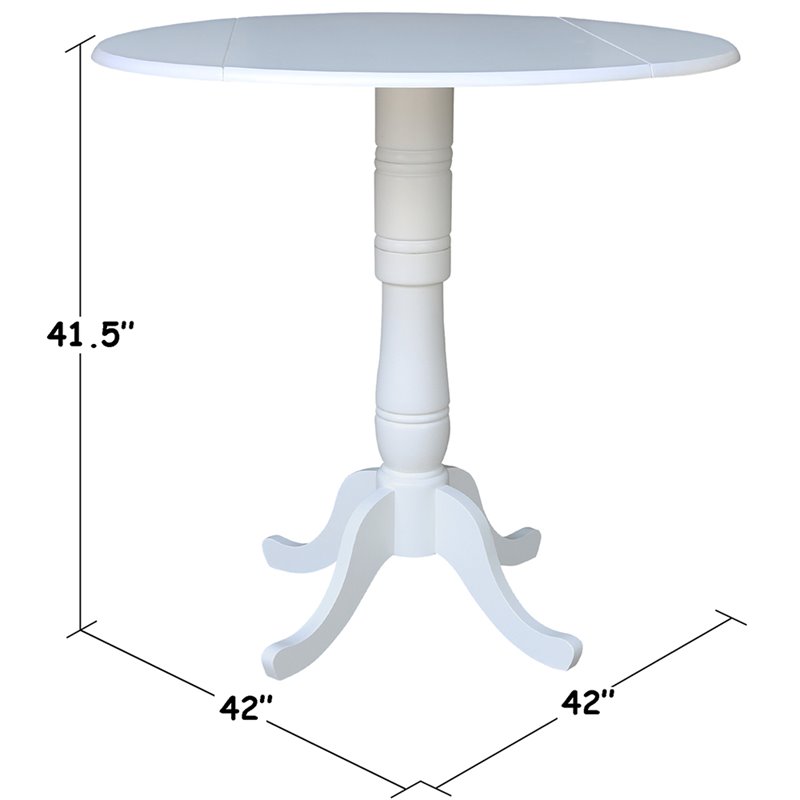 International Concepts Drop Leaf Bar Table in White