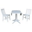 International Concepts 3 Piece Drop Leaf Round Wood Dining Set in White