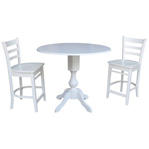 international concepts 3 piece counter height dining set in white
