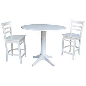 International Concepts 3 Piece Counter Height Dining Set in White