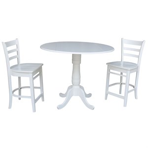 International Concepts 3 Piece Counter Height Dining Set in White