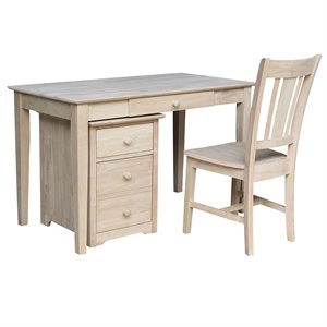 International Concepts 3 Piece Unfinished Writing Desk Set