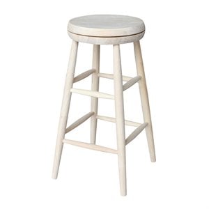 Solid Wood Swivel Scooped Seat Bar Height Stool in Unfinished