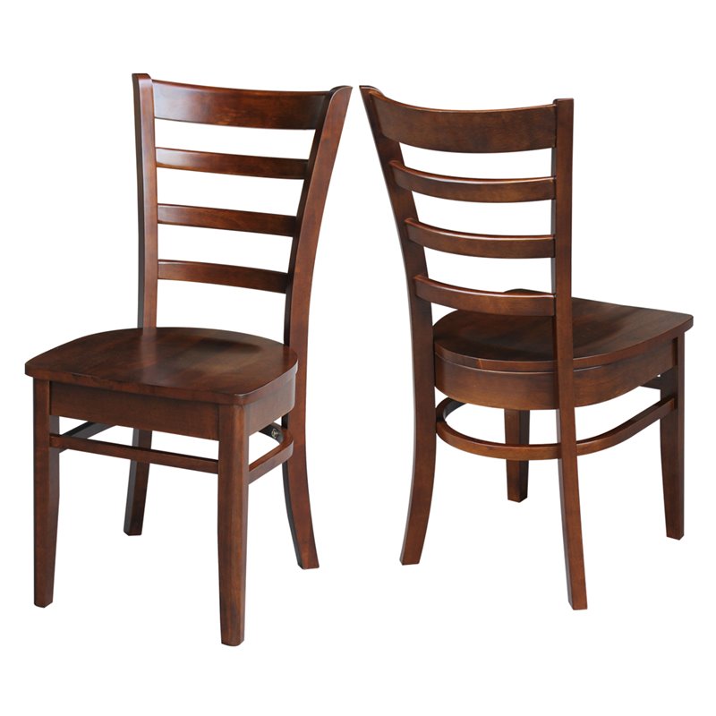 International Concepts Set of Two Solid Wood Emily Side Chairs in Espresso