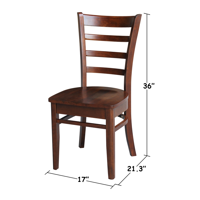 International Concepts Set of Two Solid Wood Emily Side Chairs in Espresso