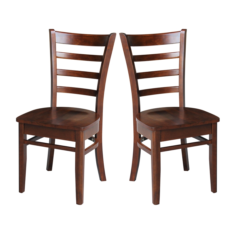 International Concepts Set of Two Solid Wood Emily Side Chairs in Espresso