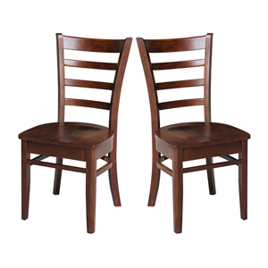 International Concepts Set of Two Solid Wood Emily Side Chairs in Espresso