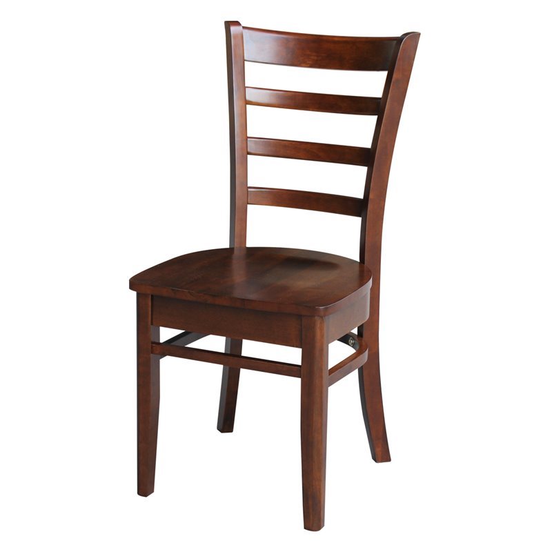 International Concepts Set of Two Solid Wood Emily Side Chairs in Espresso