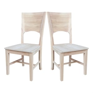 Canyon Collection Set of Two Wood Solid Back Chairs in Unfinished