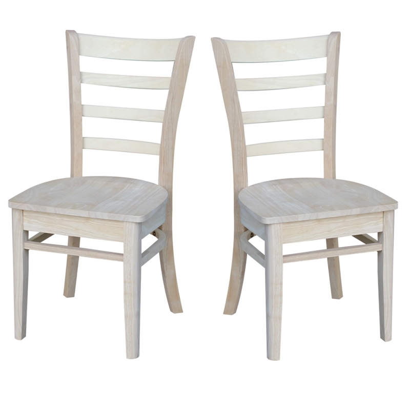 International Concepts Set of Two Solid Wood Emily Side Chairs in Unfinished