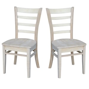 International Concepts Set of Two Solid Wood Emily Side Chairs in Unfinished