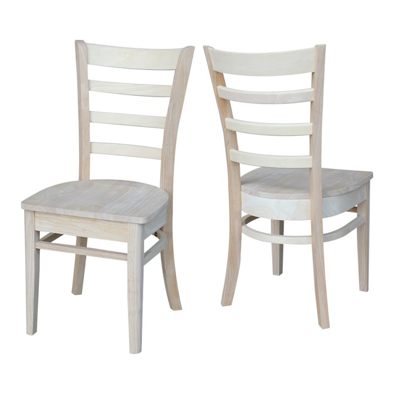 International Concepts Set of Two Solid Wood Emily Side Chairs in Unfinished