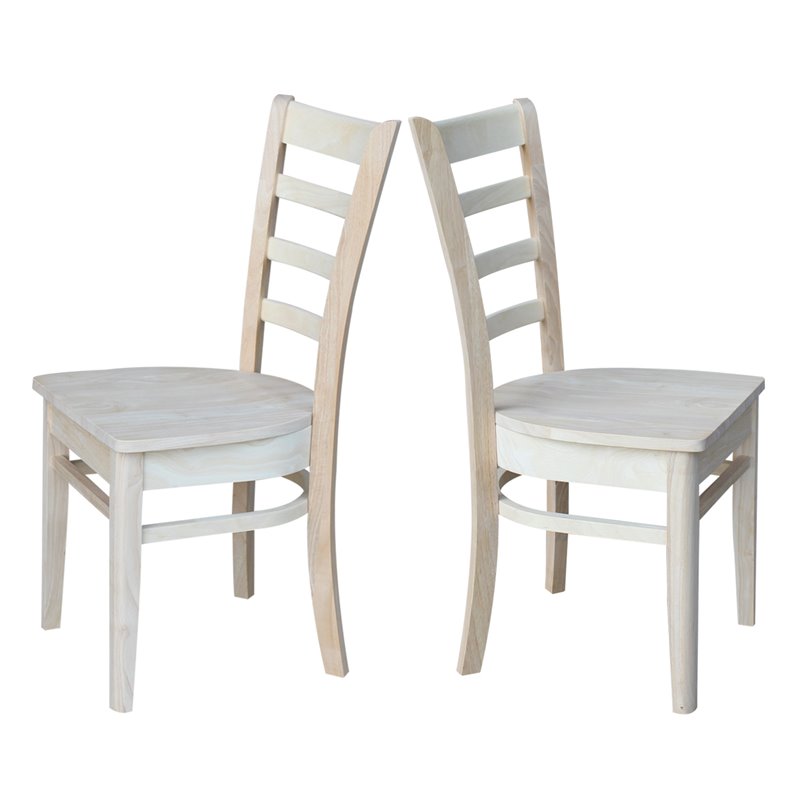 International Concepts Set of Two Solid Wood Emily Side Chairs in Unfinished