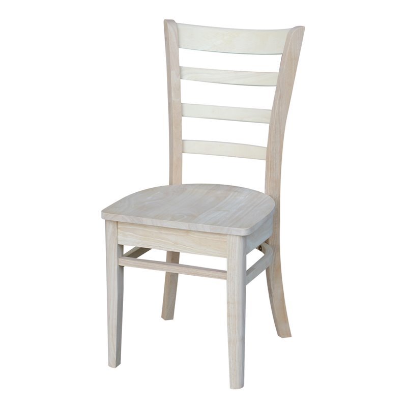 International Concepts Set of Two Solid Wood Emily Side Chairs in Unfinished