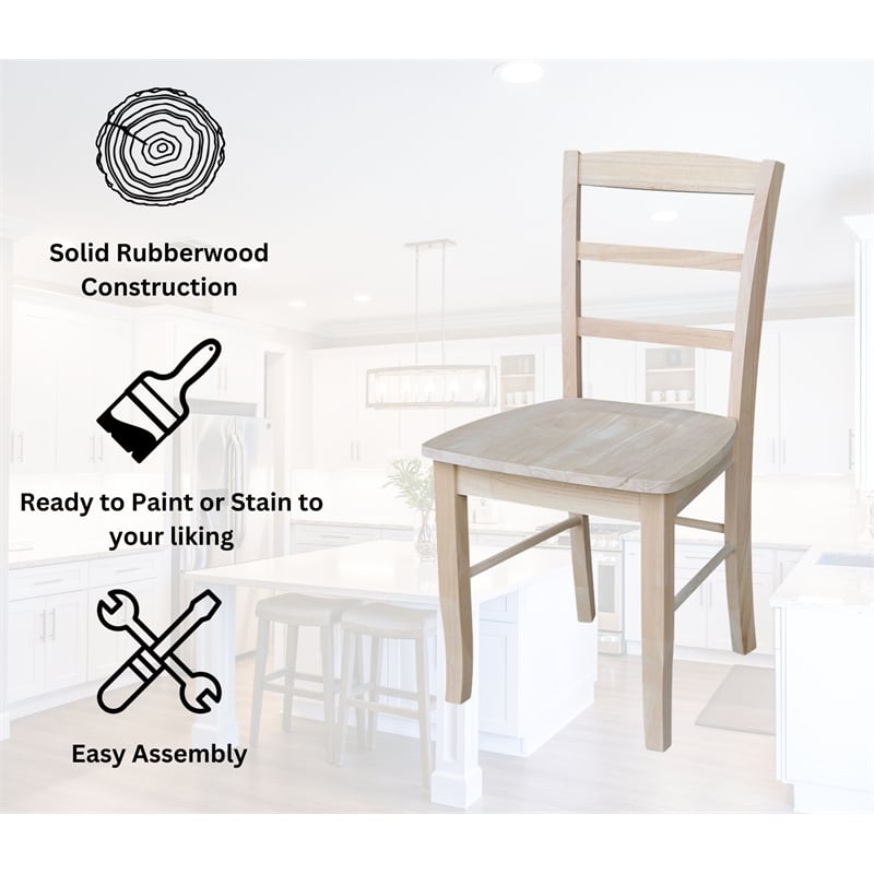 International Concepts Unfinished Madrid Chairs in Natural (Set of 2)
