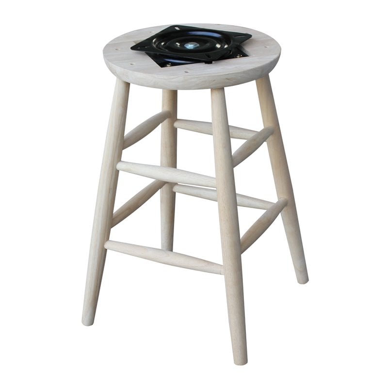 Soild Wood Swivel Scooped Seat Counter Height Stool in Unfinished