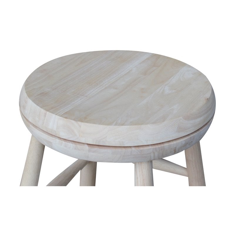 Soild Wood Swivel Scooped Seat Counter Height Stool in Unfinished