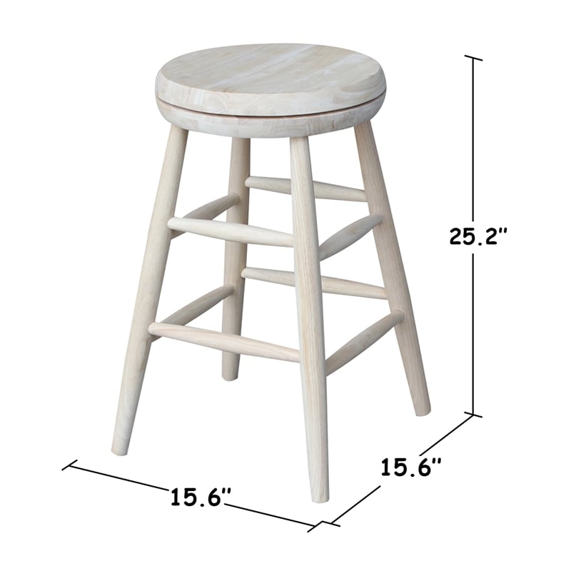 Soild Wood Swivel Scooped Seat Counter Height Stool in Unfinished