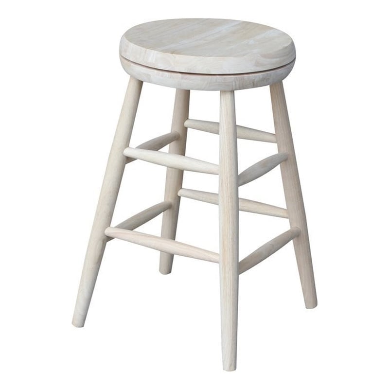 Soild Wood Swivel Scooped Seat Counter Height Stool in Unfinished