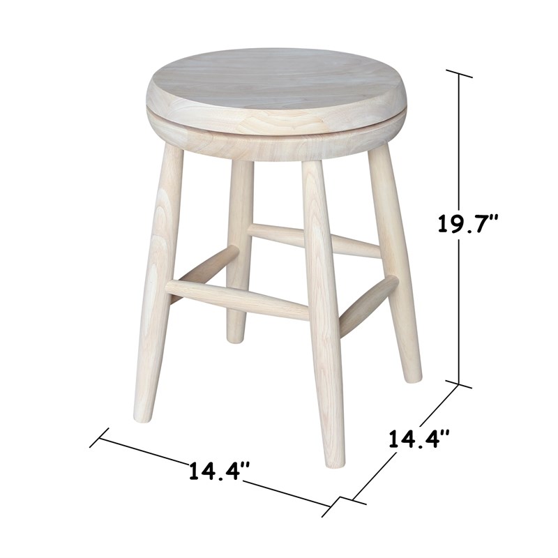 International Concepts Soild Wood Swivel Scooped Seat Stool in Unfinished