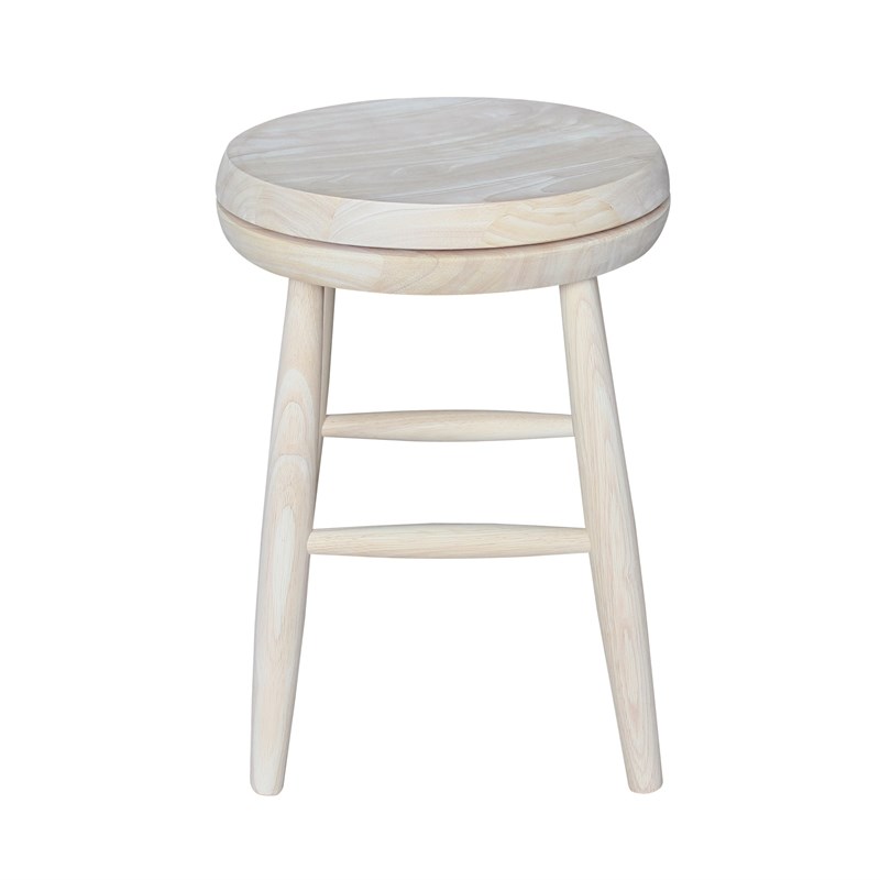 International Concepts Soild Wood Swivel Scooped Seat Stool in Unfinished