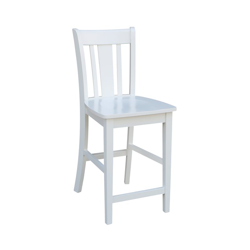 San Remo Solid Wood Counter Height Stool in White - 24
