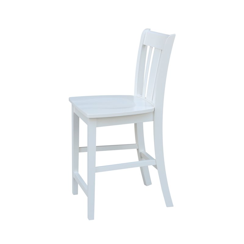 San Remo Solid Wood Counter Height Stool in White - 24