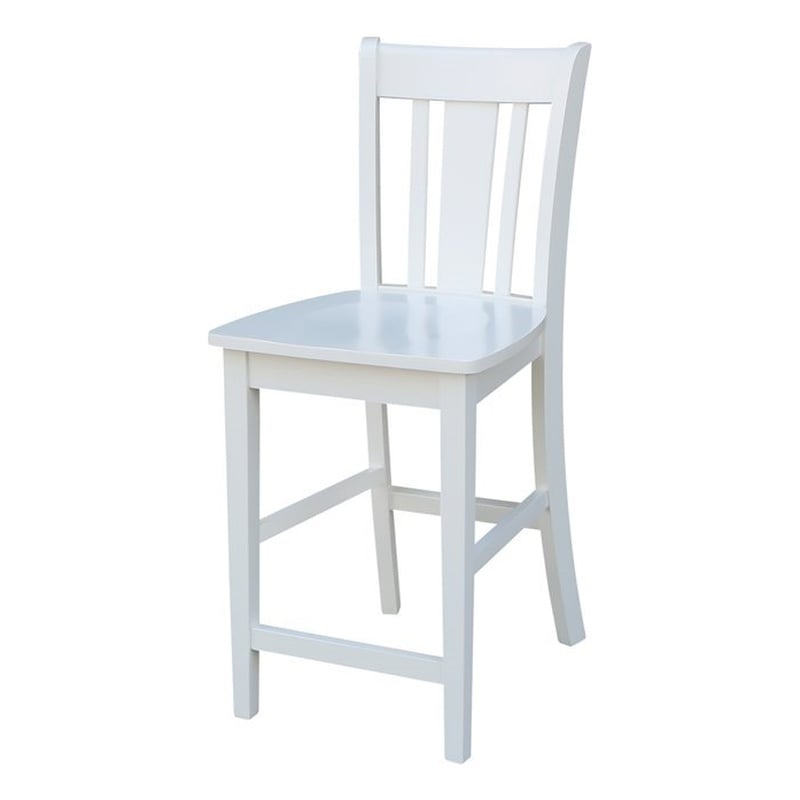 San Remo Solid Wood Counter Height Stool in White - 24