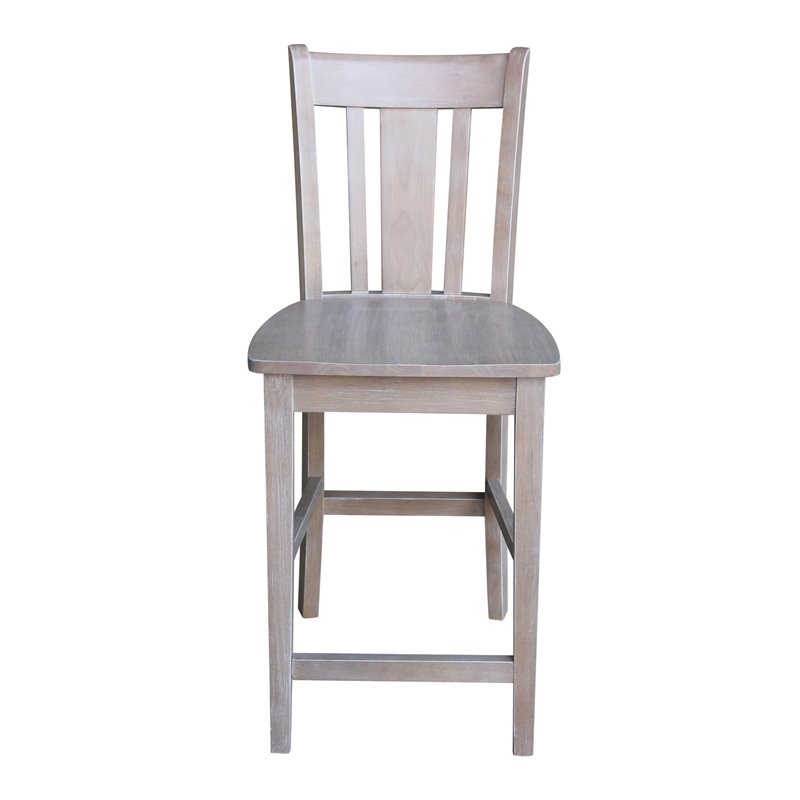 San Remo Solid WoodCounter Height Stool in Washed Gray Taupe - 24