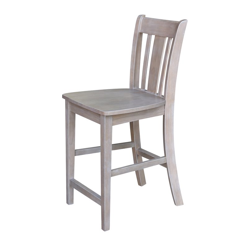 San Remo Solid WoodCounter Height Stool in Washed Gray Taupe - 24