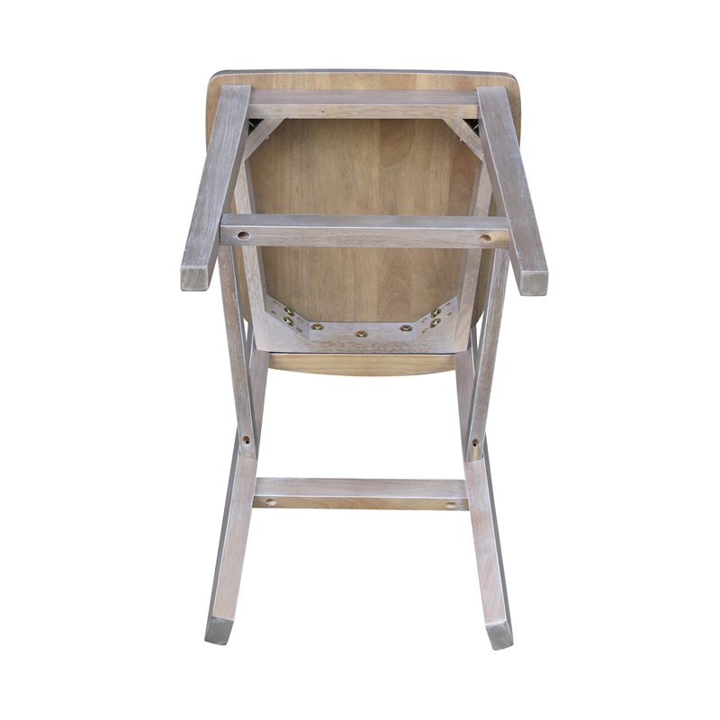 San Remo Solid WoodCounter Height Stool in Washed Gray Taupe - 24