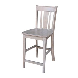 San Remo Solid WoodCounter Height Stool in Washed Gray Taupe - 24&quot Seat Height