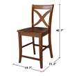 Vineyard Solid Wood Counter Height Stool in Espresso - 24