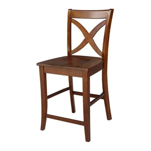 Vineyard Solid Wood Counter Height Stool in Espresso - 24&quot Seat Height