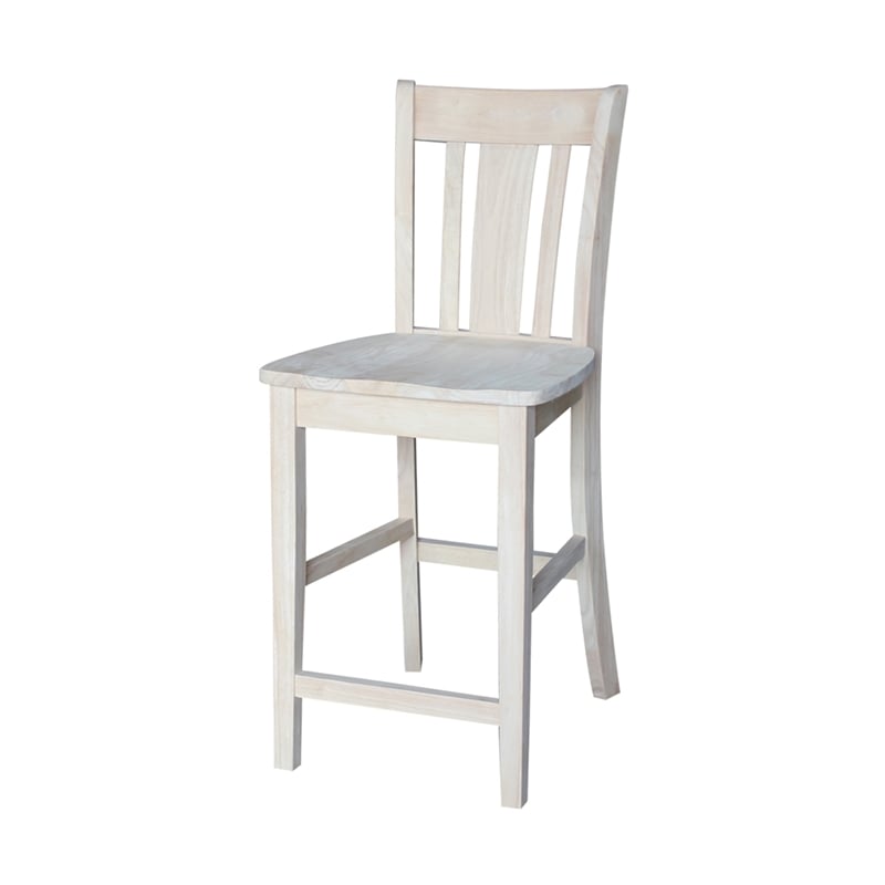 San Remo Solid Wood Counter Height Stool in Unfinished- 24