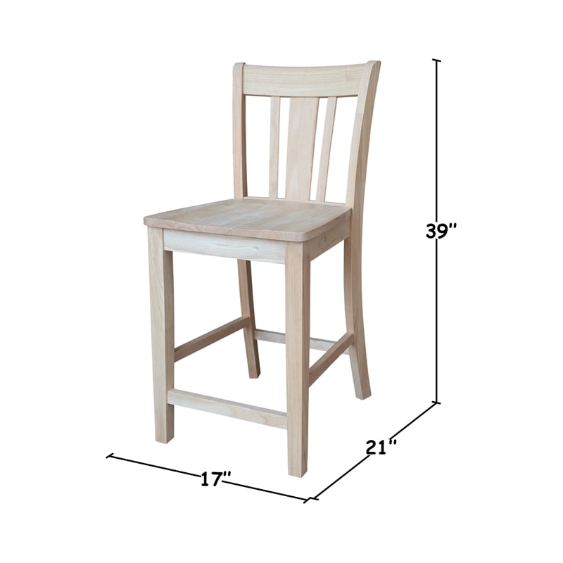 San Remo Solid Wood Counter Height Stool in Unfinished- 24