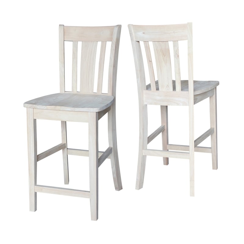 San Remo Solid Wood Counter Height Stool in Unfinished- 24