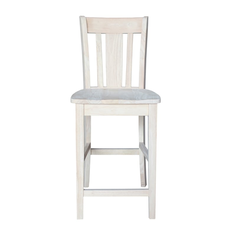 San Remo Solid Wood Counter Height Stool in Unfinished- 24
