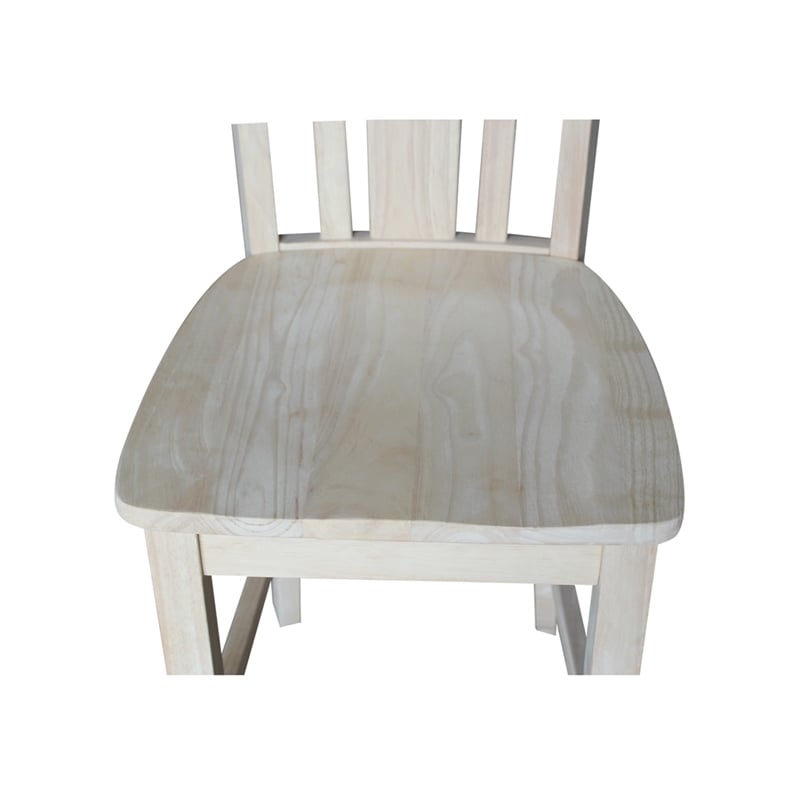 San Remo Solid Wood Counter Height Stool in Unfinished- 24