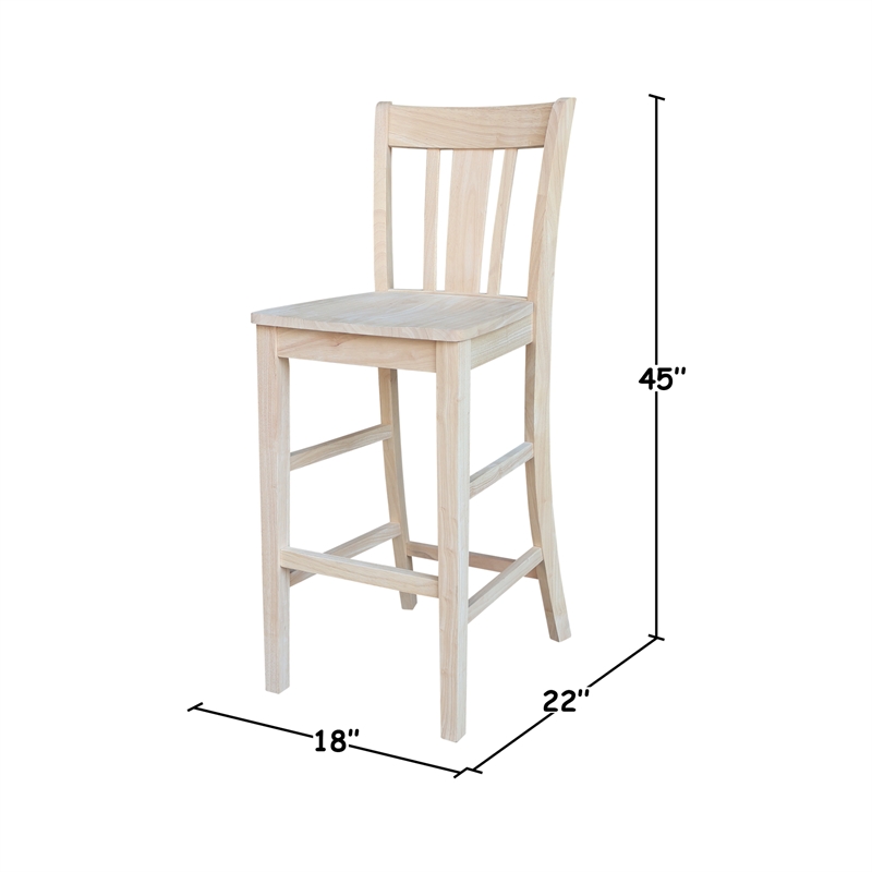 San Remo Solid Wood Bar Height Stool - 30