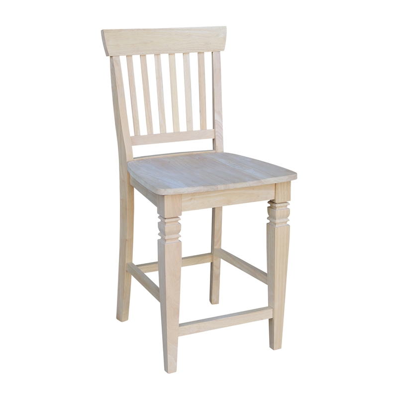 Seattle Solid Wood Counter Height Stool in Unfinished - 24