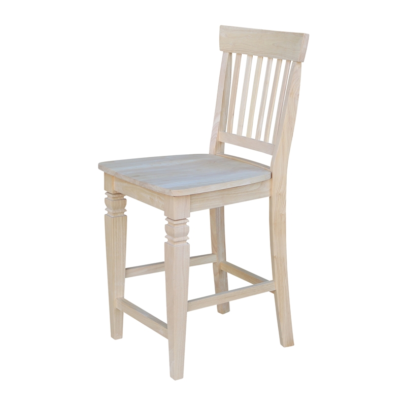 Seattle Solid Wood Counter Height Stool in Unfinished - 24