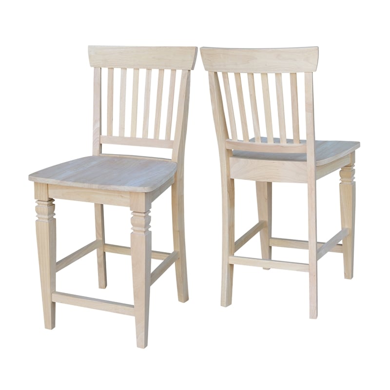 Seattle Solid Wood Counter Height Stool in Unfinished - 24