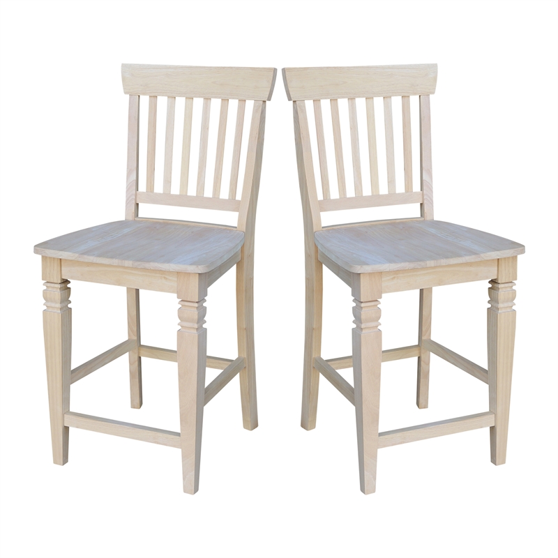Seattle Solid Wood Counter Height Stool in Unfinished - 24
