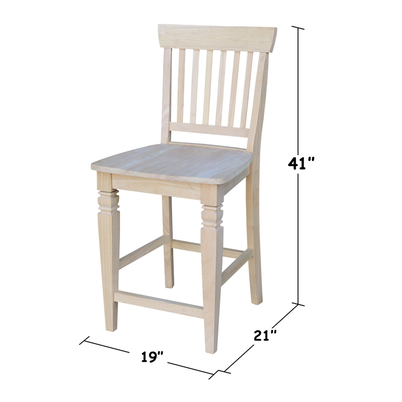 Seattle Solid Wood Counter Height Stool in Unfinished - 24