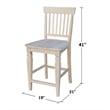 Seattle Solid Wood Counter Height Stool in Unfinished - 24