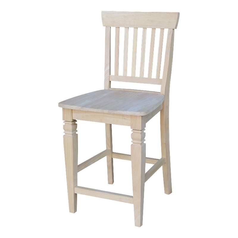Seattle Solid Wood Counter Height Stool in Unfinished - 24