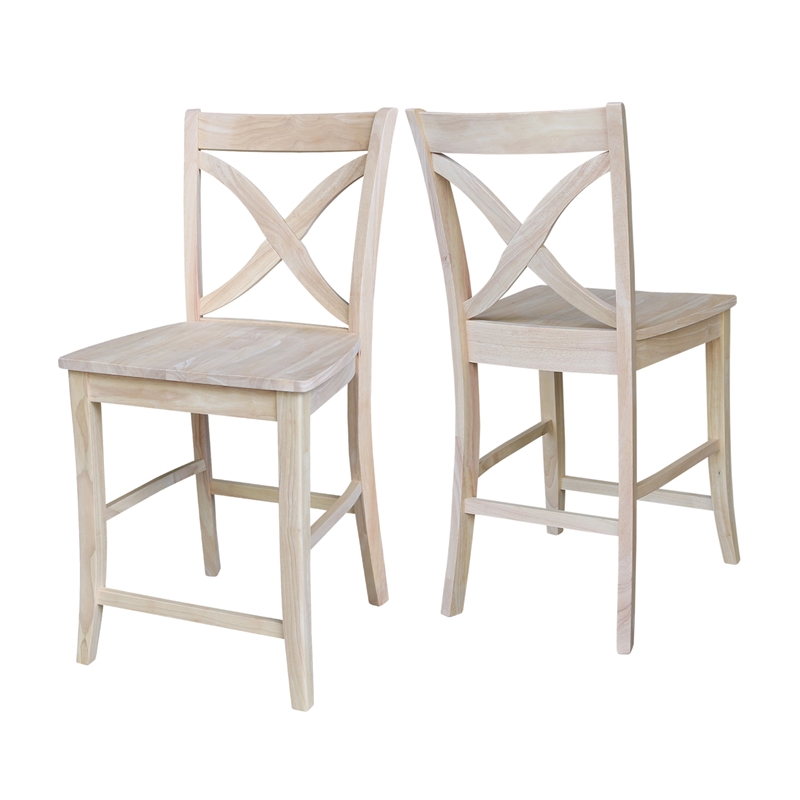 Vineyard Solid Wood Counter Height Stool in Unfinished - 24
